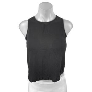 Banana Republic Women's Black Sleeveless High Neck Button Back Crop Tank Top XS